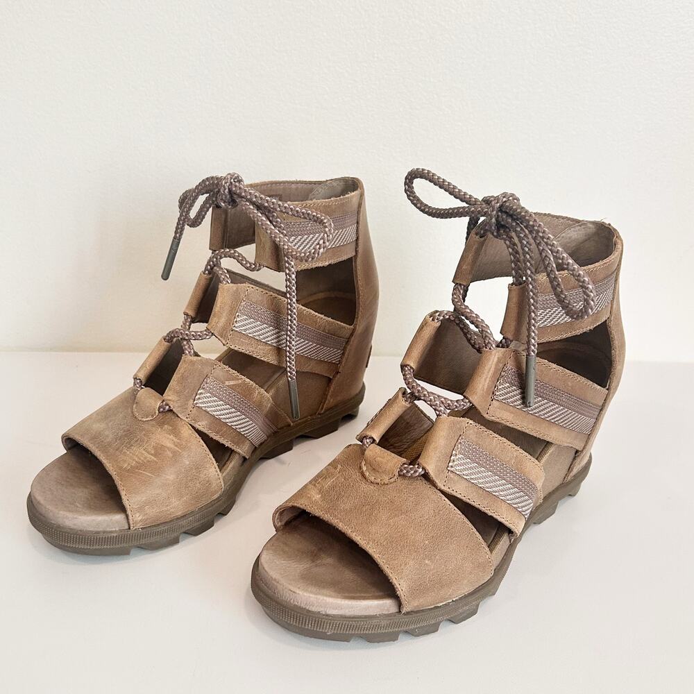 Sorel Joanie Wedge Sandal Tan Size 7.5